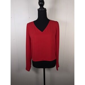 babaton aritzia blouse red flowy top small Long Sleeve